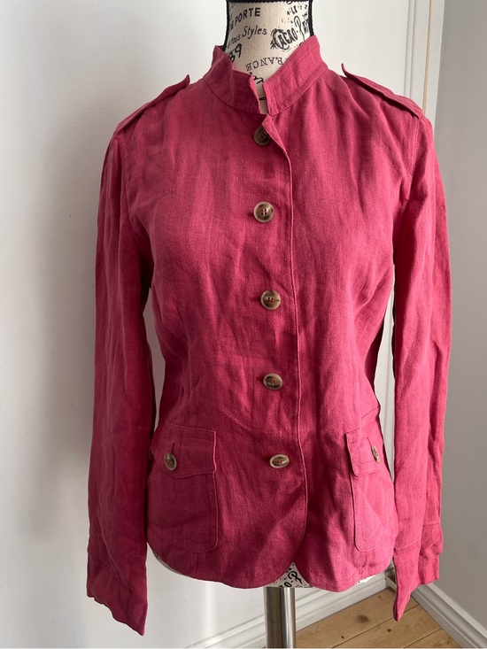 MaxMara Jackets & Blazers - MaxMara Deep Pink Hand Sown Button-Front Linen Blazer